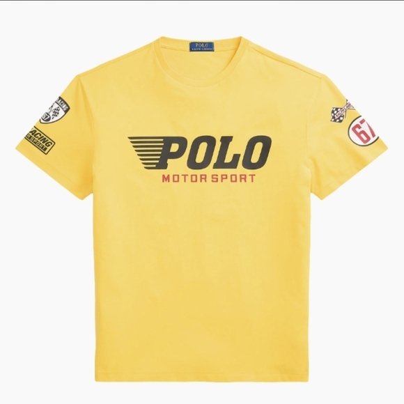 Polo Ralph Lauren Motorsport Graphic T-Shirt – Yellow (Size L) - Picture 1 of 3